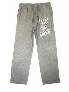 Top Gun Men's Grey Casual Lounge Pants with Top Gun Graphic - Size Large